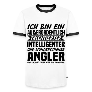 Außerordentlich Talentierter Intelligenter Angler - Männer Kontrast-T-Shirt - Weiß/Schwarz - Vorne - AI Model Female 172 light (172cm) & AI Model Male 178 dark (178cm)