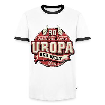So sieht der beste Uropa der Welt aus - Männer Kontrast-T-Shirt - Weiß/Schwarz - Vorne - AI Model Female 172 light (172cm) & AI Model Male 178 dark (178cm)