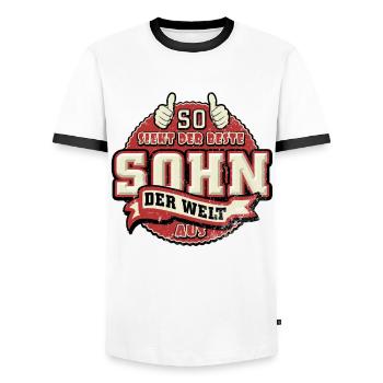 So sieht der beste Sohn der Welt aus - Männer Kontrast-T-Shirt - Weiß/Schwarz - Vorne - AI Model Female 172 light (172cm) & AI Model Male 178 dark (178cm)