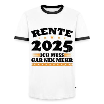 Rente 2025 Ich Muss Gar Nix Mehr - Männer Kontrast-T-Shirt - Weiß/Schwarz - Vorne - AI Model Female 172 light (172cm) & AI Model Male 178 dark (178cm)