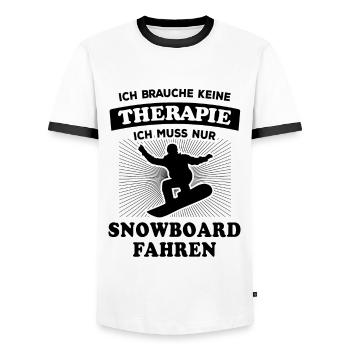 Ich brauche keine Therapie, nur Snowboard fahren - Männer Kontrast-T-Shirt - Weiß/Schwarz - Vorne - AI Model Female 172 light (172cm) & AI Model Male 178 dark (178cm)
