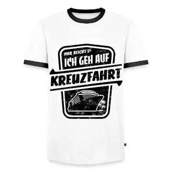 Mir reicht's ich geh auf Kreuzfahrt - retro - Männer Kontrast-T-Shirt - Weiß/Schwarz - Vorne - AI Model Female 172 light (172cm) & AI Model Male 178 dark (178cm)