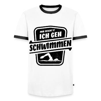 Mir reicht's ich geh schwimmen - Kraul Stil - Männer Kontrast-T-Shirt - Weiß/Schwarz - Vorne - AI Model Female 172 light (172cm) & AI Model Male 178 dark (178cm)