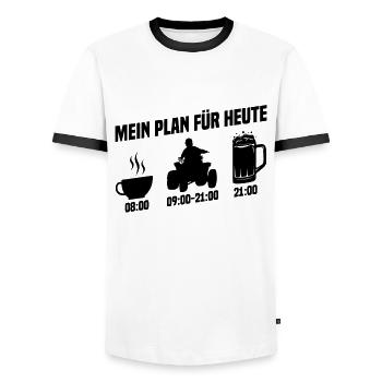 My plan for today Quad - Men's Ringer Shirt - white/black - Front - AI Model Female 172 light (172cm) & AI Model Male 178 dark (178cm)