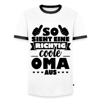 So sieht eine richtig coole Oma aus - Männer Kontrast-T-Shirt - Weiß/Schwarz - Vorne - AI Model Female 172 light (172cm) & AI Model Male 178 dark (178cm)