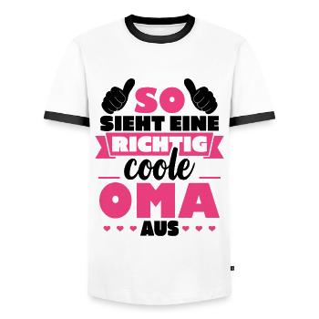 So sieht eine richtig coole Oma aus - Männer Kontrast-T-Shirt - Weiß/Schwarz - Vorne - AI Model Female 172 light (172cm) & AI Model Male 178 dark (178cm)