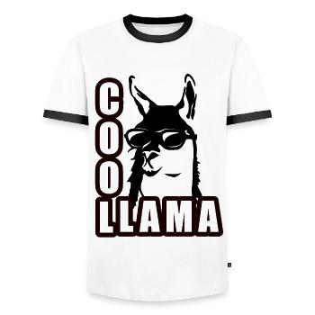 Lama cool avec des lunettes de soleil - T-shirt contrasté Homme - blanc/noir - Devant - AI Model Female 172 light (172cm) & AI Model Male 178 dark (178cm)