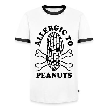 Allergique aux arachides - Allergie aux arachides - T-shirt contrasté Homme - blanc/noir - Devant - AI Model Female 172 light (172cm) & AI Model Male 178 dark (178cm)