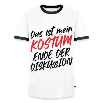 That's my costume End of discussion - Men's Ringer Shirt - white/black - Front - AI Model Female 172 light (172cm) & AI Model Male 178 dark (178cm)