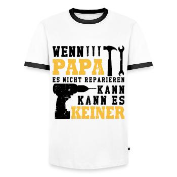 Si papa ne peut pas le réparer, personne ne le peut - T-shirt contrasté Homme - blanc/noir - Devant - AI Model Female 172 light (172cm) & AI Model Male 178 dark (178cm)
