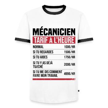Mécanicien tarif à l'heure idée cadeau humour - T-shirt contrasté Homme - blanc/noir - Devant - AI Model Female 172 light (172cm) & AI Model Male 178 dark (178cm)