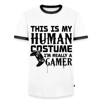 Je suis vraiment un joueur - T-shirt contrasté Homme - blanc/noir - Devant - AI Model Female 172 light (172cm) & AI Model Male 178 dark (178cm)