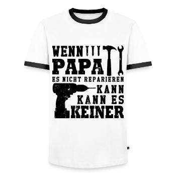 Si papa ne peut pas le réparer, personne ne le peut - T-shirt contrasté Homme - blanc/noir - Devant - AI Model Female 172 light (172cm) & AI Model Male 178 dark (178cm)