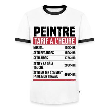 Peintre tarif à l'heure idée cadeau humour - T-shirt contrasté Homme - blanc/noir - Devant - AI Model Female 172 light (172cm) & AI Model Male 178 dark (178cm)