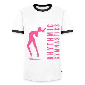 Rhythmic Gymnastics Gymnastics Gymnast with Ball - Men's Ringer Shirt - white/black - Front - AI Model Female 172 light (172cm) & AI Model Male 178 dark (178cm)