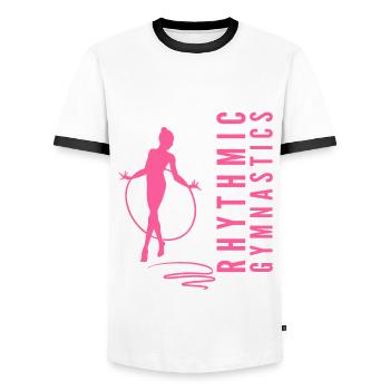 gymnastique rythmique gymnaste de gymnastique avec cerceau - T-shirt contrasté Homme - blanc/noir - Devant - AI Model Female 172 light (172cm) & AI Model Male 178 dark (178cm)
