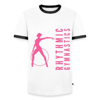 gymnastique rythmique gymnaste de gymnastique avec cerceau - T-shirt contrasté Homme - blanc/noir - Devant - AI Model Female 172 light (172cm) & AI Model Male 178 dark (178cm)