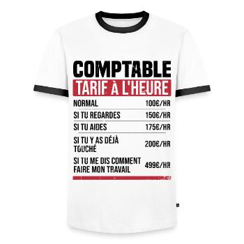 Buchhalter Stundensatz Humor Geschenkidee - Männer Kontrast-T-Shirt - Weiß/Schwarz - Vorne - AI Model Female 172 light (172cm) & AI Model Male 178 dark (178cm)