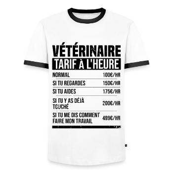Tierarzt Stundensatz Humor Geschenkidee - Männer Kontrast-T-Shirt - Weiß/Schwarz - Vorne - AI Model Female 172 light (172cm) & AI Model Male 178 dark (178cm)