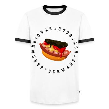 Football Fan Germany Stadium Sausage - Men's Ringer Shirt - white/black - Front - AI Model Female 172 light (172cm) & AI Model Male 178 dark (178cm)