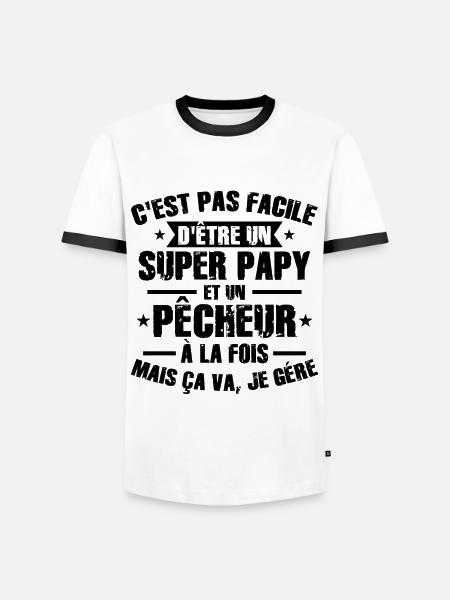 Super Opa und Fischer - Männer Kontrast-T-Shirt - Weiß/Schwarz