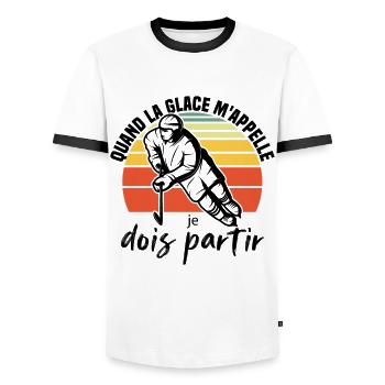 Wenn mich das Eis ruft, muss ich das Eishockey verlassen - Männer Kontrast-T-Shirt - Weiß/Schwarz - Vorne - AI Model Female 172 light (172cm) & AI Model Male 178 dark (178cm)
