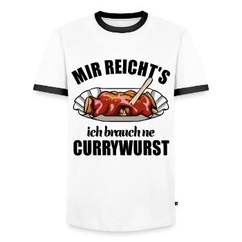 Mir reicht's ich brauch ne Currywurst - Männer Kontrast-T-Shirt - Weiß/Schwarz - Vorne - AI Model Female 172 light (172cm) & AI Model Male 178 dark (178cm)