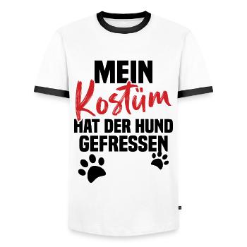 Mein Kostüm Hat Der Hund Gefressen - Männer Kontrast-T-Shirt - Weiß/Schwarz - Vorne - AI Model Female 172 light (172cm) & AI Model Male 178 dark (178cm)