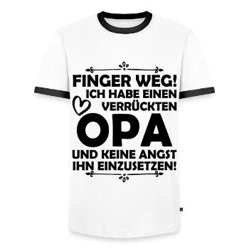 J’ai un grand-père fou - T-shirt contrasté Homme - blanc/noir - Devant - AI Model Female 172 light (172cm) & AI Model Male 178 dark (178cm)