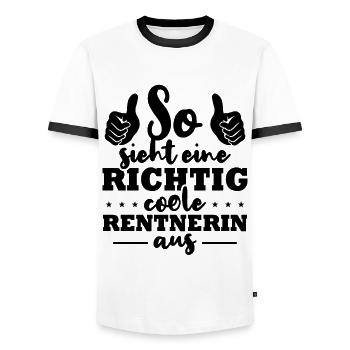 Voici à quoi ressemble un retraité vraiment cool - T-shirt contrasté Homme - blanc/noir - Devant - AI Model Female 172 light (172cm) & AI Model Male 178 dark (178cm)