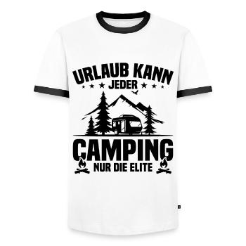Holidays Can Every Camping Only The Elite - Men's Ringer Shirt - white/black - Front - AI Model Female 172 light (172cm) & AI Model Male 178 dark (178cm)