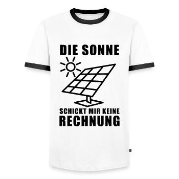 Die Sonne schickt keine Rechnung - Photovoltaik - Männer Kontrast-T-Shirt - Weiß/Schwarz - Vorne - AI Model Female 172 light (172cm) & AI Model Male 178 dark (178cm)