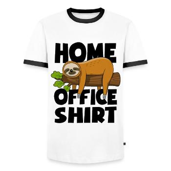 Sloth - Home office shirt - Gift - Men's Ringer Shirt - white/black - Front - AI Model Female 172 light (172cm) & AI Model Male 178 dark (178cm)