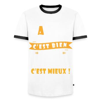 Jean-louis cadeau Humour cadeau jean louis - T-shirt contrasté Homme - blanc/noir - Devant - AI Model Female 172 light (172cm) & AI Model Male 178 dark (178cm)