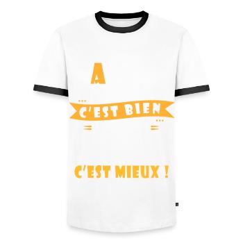 Jean-françois cadeau cadeau jean françois - T-shirt contrasté Homme - blanc/noir - Devant - AI Model Female 172 light (172cm) & AI Model Male 178 dark (178cm)