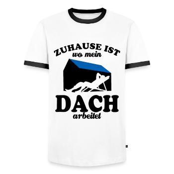 Zuhause ist wo mein Dach arbeitet - Photovoltaik - Männer Kontrast-T-Shirt - Weiß/Schwarz - Vorne - AI Model Female 172 light (172cm) & AI Model Male 178 dark (178cm)