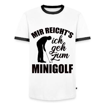 Mir reicht's ich geh zum Minigolf - Spruch - Männer Kontrast-T-Shirt - Weiß/Schwarz - Vorne - AI Model Female 172 light (172cm) & AI Model Male 178 dark (178cm)