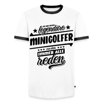 Ich bin dieser legendäre Minigolfer - Spruch - Männer Kontrast-T-Shirt - Weiß/Schwarz - Vorne - AI Model Female 172 light (172cm) & AI Model Male 178 dark (178cm)