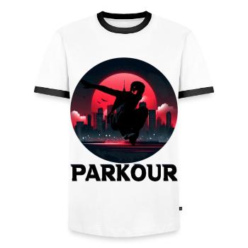 Parkour - T-shirt contrasté Homme - blanc/noir - Devant - AI Model Female 172 light (172cm) & AI Model Male 178 dark (178cm)