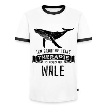 Ich brauche keine Therapie - ich brauch nur Wale - Männer Kontrast-T-Shirt - Weiß/Schwarz - Vorne - AI Model Female 172 light (172cm) & AI Model Male 178 dark (178cm)