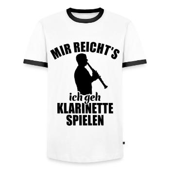Mir reicht's ich geh Klarinette spielen - Männer Kontrast-T-Shirt - Weiß/Schwarz - Vorne - AI Model Female 172 light (172cm) & AI Model Male 178 dark (178cm)