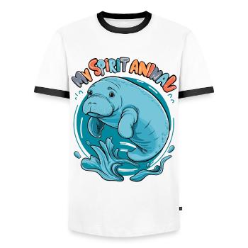 Dugong mein Spirit Animal ich liebe Manatees - Männer Kontrast-T-Shirt - Weiß/Schwarz - Vorne - AI Model Female 172 light (172cm) & AI Model Male 178 dark (178cm)