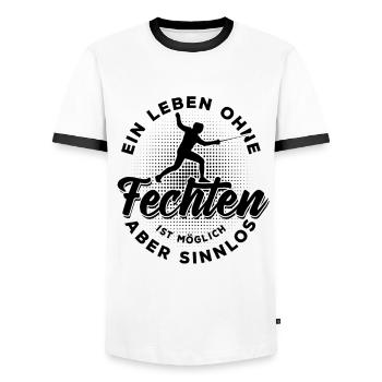 Ein Leben ohne Fechten ist möglich aber sinnlos - Männer Kontrast-T-Shirt - Weiß/Schwarz - Vorne - AI Model Female 172 light (172cm) & AI Model Male 178 dark (178cm)