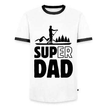 Super Dad - SUP Stand up paddling - Men's Ringer Shirt - white/black - Front - AI Model Female 172 light (172cm) & AI Model Male 178 dark (178cm)