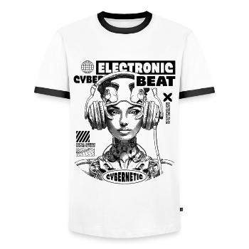 Futuristic DJ shirt – ideal for parties! - Men's Ringer Shirt - white/black - Front - AI Model Female 172 light (172cm) & AI Model Male 178 dark (178cm)