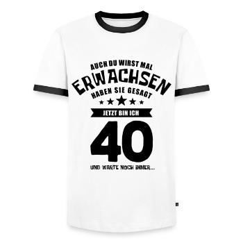 Auch du wirst mal erwachsen, 40 Jahre, Geschenk - Männer Kontrast-T-Shirt - Weiß/Schwarz - Vorne - AI Model Female 172 light (172cm) & AI Model Male 178 dark (178cm)