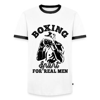 Boxe Sport For Real Men, arts martiaux - T-shirt contrasté Homme - blanc/noir - Devant - AI Model Female 172 light (172cm) & AI Model Male 178 dark (178cm)