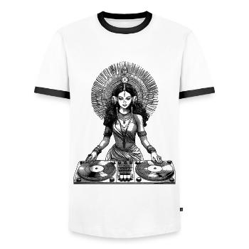 Chemise Goa Beats : soleil, plage et bonnes vibrations - T-shirt contrasté Homme - blanc/noir - Devant - AI Model Female 172 light (172cm) & AI Model Male 178 dark (178cm)