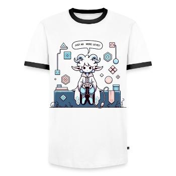 Just One More Level! - Men's Ringer Shirt - white/black - Front - AI Model Female 172 light (172cm) & AI Model Male 178 dark (178cm)