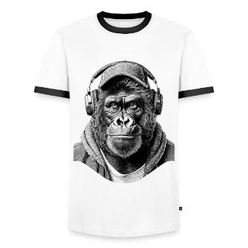 T-shirt de rue Silverback - T-shirt contrasté Homme - blanc/noir - Devant - AI Model Female 172 light (172cm) & AI Model Male 178 dark (178cm)